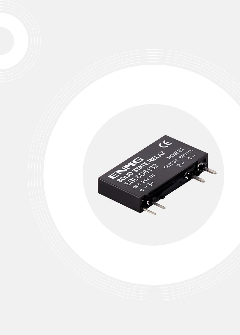 ENMG Ultra-compact Low-Profile Solid State Relay 5V12V24V PLC Interface Type SSL6D6132 DC Control DC AC 6A 2A One Normally Open