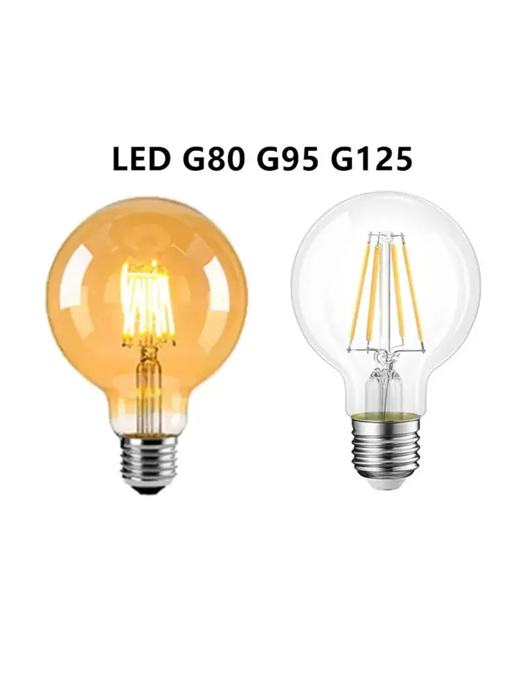 LED Edison Filament Light Retr Bulb Brown Golden G80 G95 G125 4W 6W 8W 10W 12W Dimmable E27 AC 220V Dimmer Restaurant Bedroom