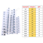 16V 25V 35V 50V 0.1uF to 2200uF DIP SMD Aluminum Electrolytic Capacitors Assortment Kit Set
