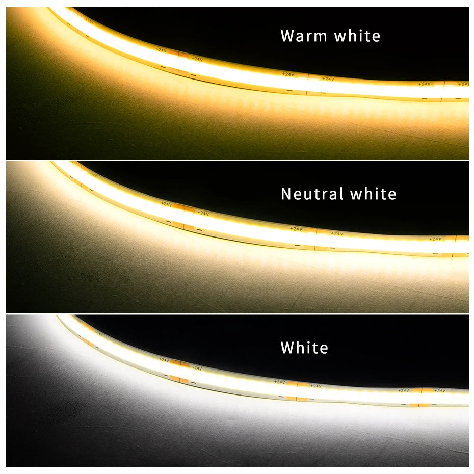 24V COB LED Strip with EU/US/AU/UK Plug Touch Dimmer Switch Adhesive Backing for Cabinets Shelf Closet Kitchen Lighting 1-6pcs