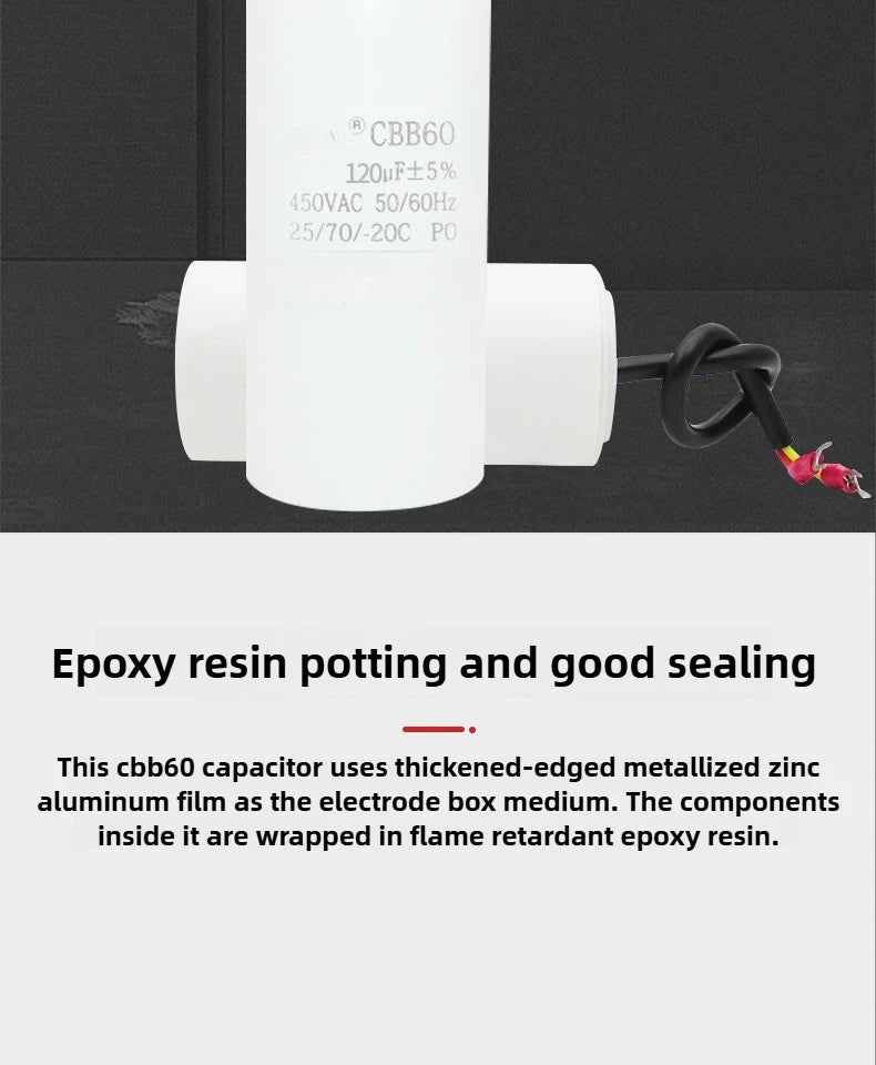 CBB60 start-up working capacitor 120UF 450V air pump air pressure car washing machine capacitor
