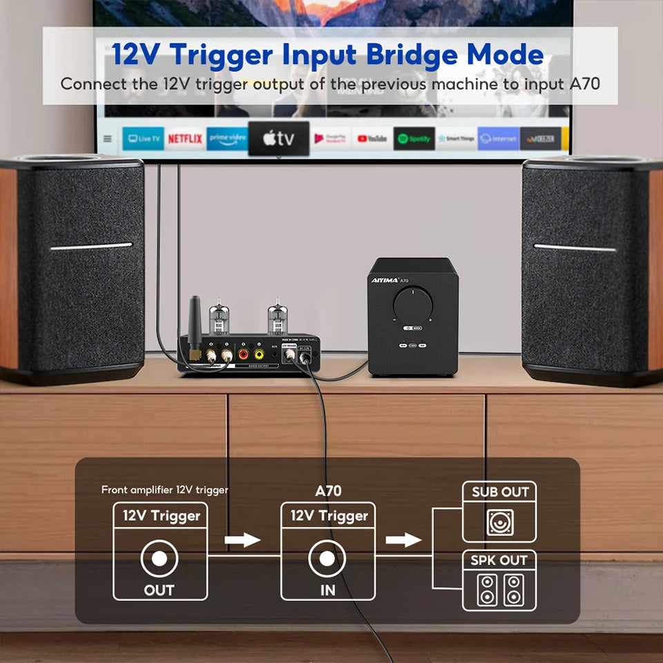 AIYIMA A70 TPA3255 PFFB Stereo Power Amplifier 300Wx2 Class D Stereo 2.0 Digital Audio Amp with XLR  RCA  Trigger Input