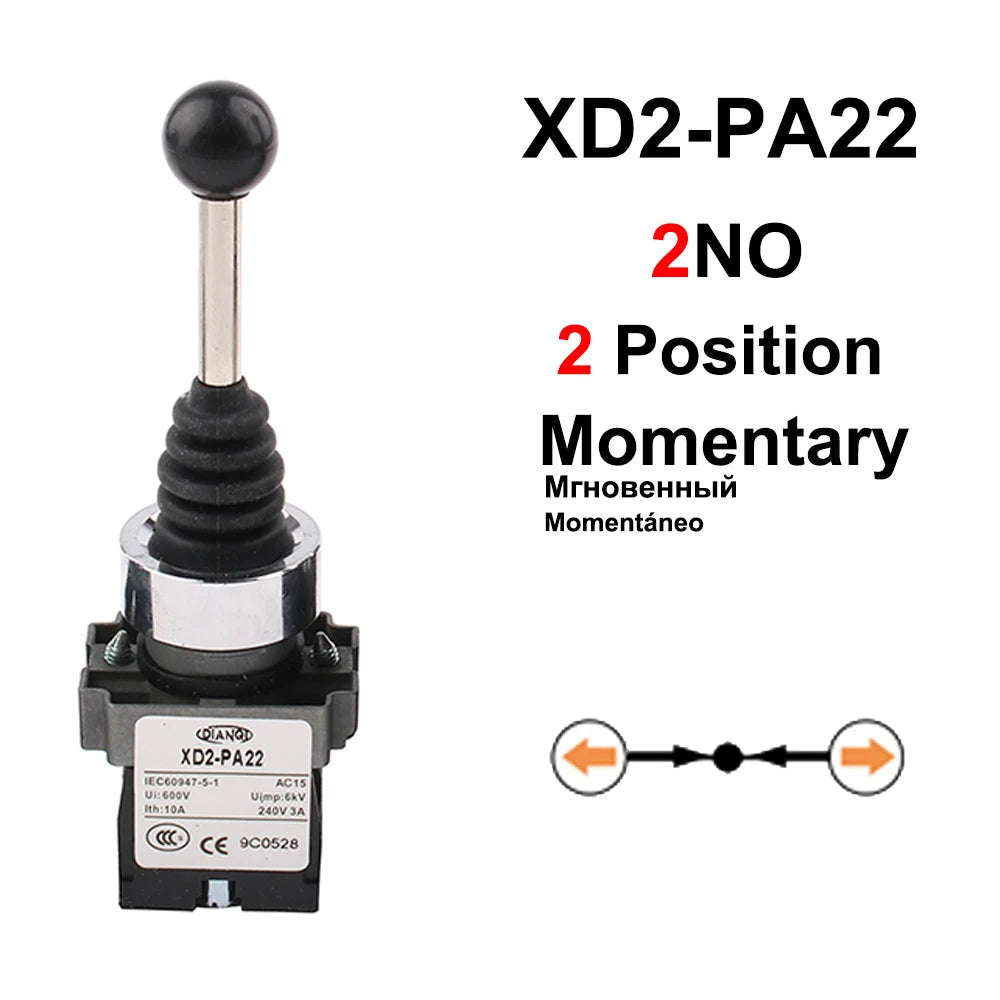 2NO 2 Position Latch XD2-PA12 PA14 Rocker Joystick Controller Spring Return Rotary Cross Switches Reset PA22 PA24 4NO 4Position