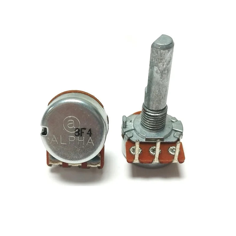 1pc WH148 Type 3pins Internal Bending Foot Vertical(Front） Potentiometer 16 type Carbon Film B10k Handle Length 25mm  Half Shaft
