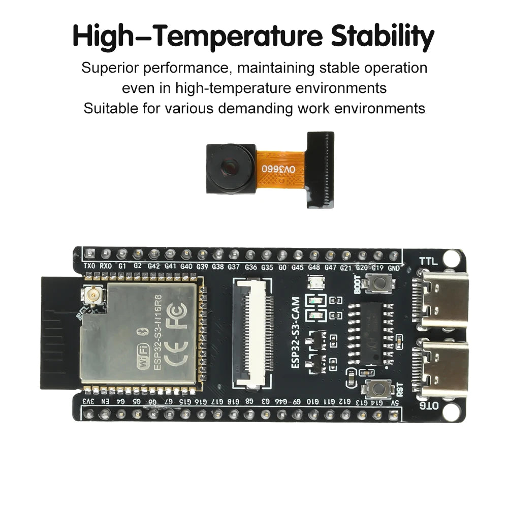 ESP ESP32-S3 CAM WiFi Bluetooth Development Board Module onboard ESP32-S3 N16R8 dual TYPE-C OV2640 /OV5640/OV3660 Camera