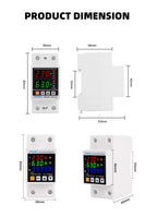 63A 230V Din Rail Adjustable Over Under Voltage Protective Device Protector Relay Over Current Protection Energy KWH Meter