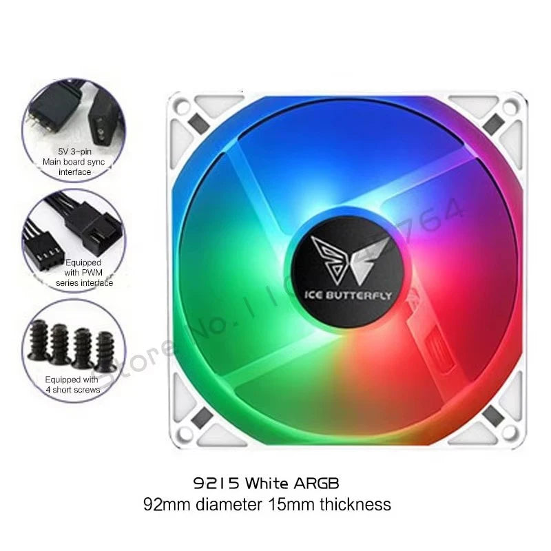 PC Cabinet RGB Fan 9cm Ultra-Thin 9215 9225 15mm 25mm Slim ITX Case Cooler Fans 5V 3Pin ARGB+ 4Pin PWM Control Black White