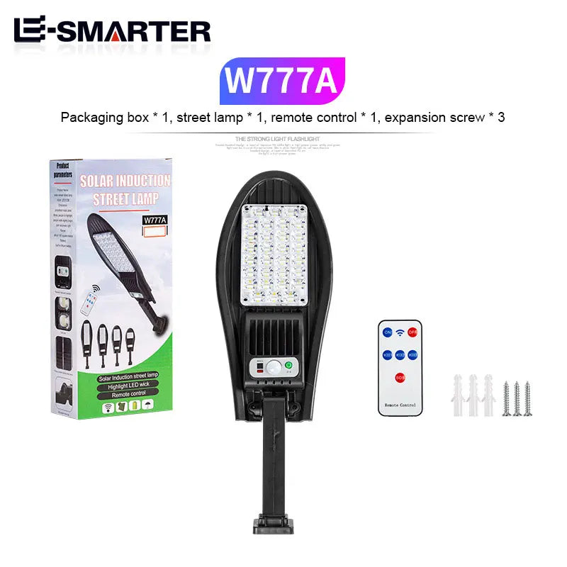 Solar Street Lights Outdoor Waterproof LED Garden Wall Lamp 3 Light Mode Remote Control Motion Sensor Lighting for Garage Gard