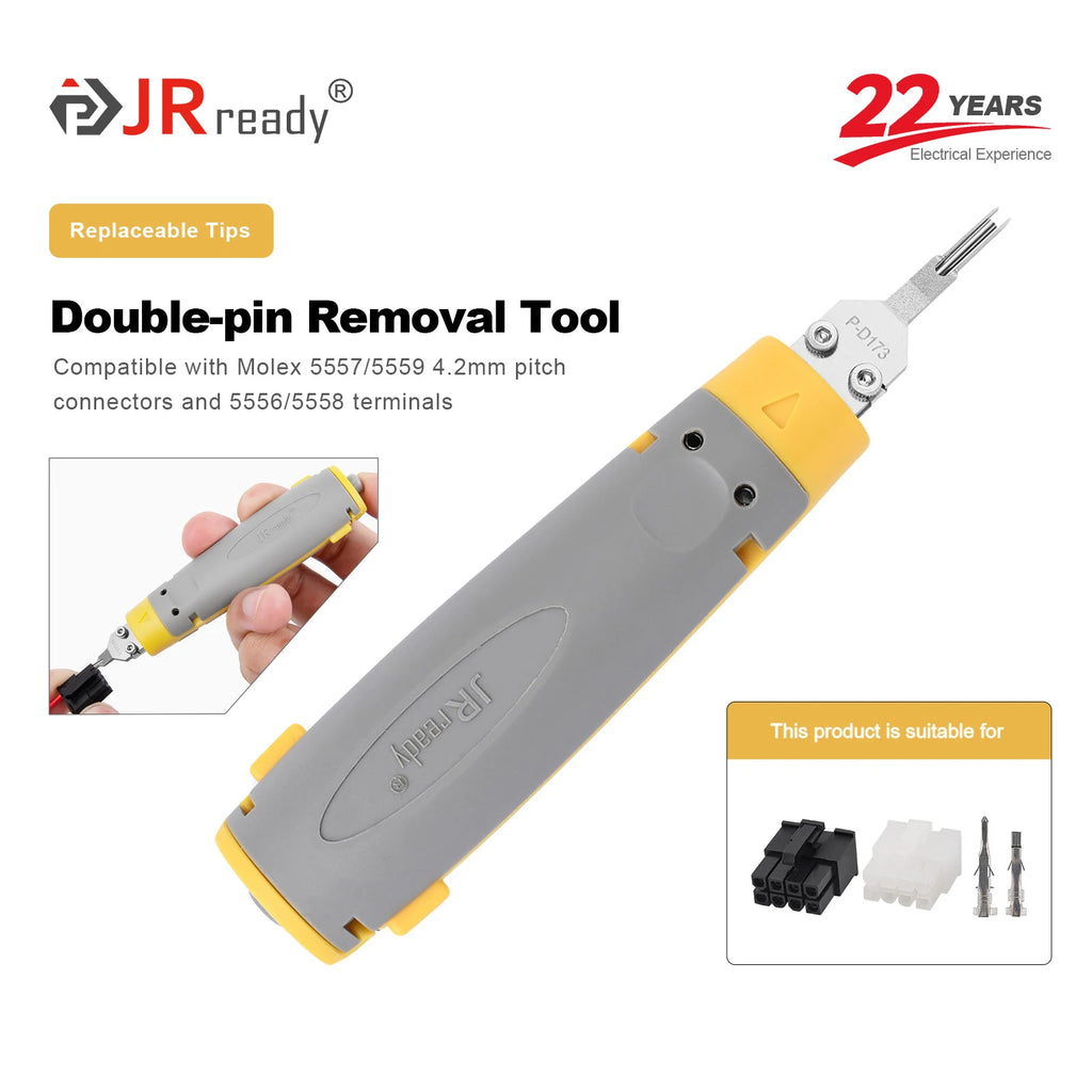 JRready JRconDRK-D173P Dual-Pin Extraction Tool Compatible with MOLEX 5557/5559 4.2mm Pitch Connectors & 5556/5558 Terminals.
