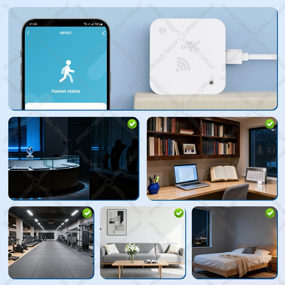 Tuya Zigbee WiFi 24G MmWave Radar Detector Human Presence Sensor  APP Control For Smart Home Security Protector