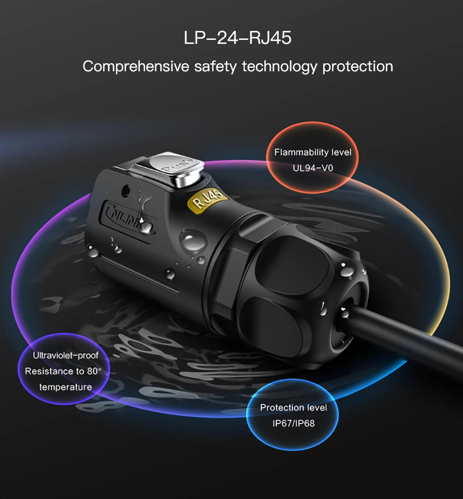 CNLINKO M24 Waterproof IP68 Circular RJ45 Connector 8P8C Cat6 Male/Female Panel Mount for Industrial Automation Marine & Outdoor