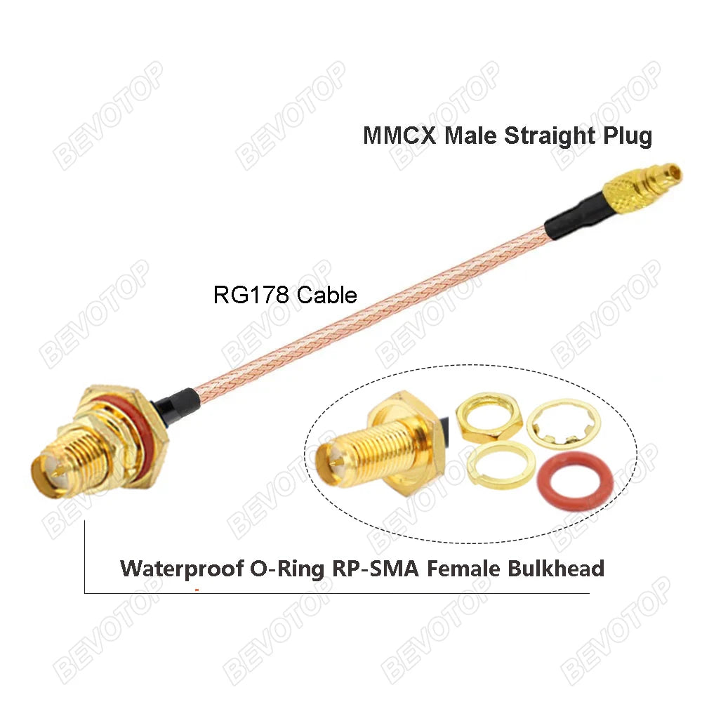 10PCS/LOT SMA to MMCX Cable RP-SMA / SMA Female Waterproof O-Ring  to MMCX Male Straight/180° RG178 Pigtail RF Coaxial Jumper