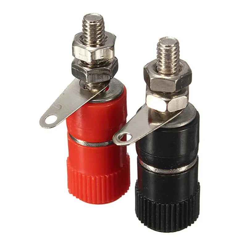 10pcs 4mm Red&Black Banana Socket Professional Binding Post Nut Banana Plug Jack Connector Nickel Plated For 4mm Banana Plug