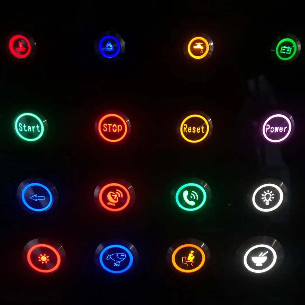 16/19/22MM Custom Metal Push Button Switch with Socket Waterproof Luminous Latching Momentary Car Boat Motorcycle 12V 24V 220V
