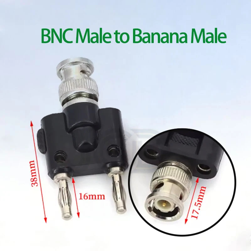 1PCS BNC to Banana Adapter BNC To Two Dual 4mm Banana Male Plug & Female Jack RF Coaxial Connector 3Way Splitter Test Converter
