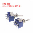 5Pcs Miniature Lever Toggle Switch Single Pole Double Throw ON-OFF-ON /ON-ON 120VAC 6A 1/4 Inch Mounting MTS-102 103 202