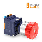LANBOO 22mm Emergency Stop Button Waterproof Quick Plug Big Head Red Metal with LED Indicator Light 2NC E-Stop Switch for Indust