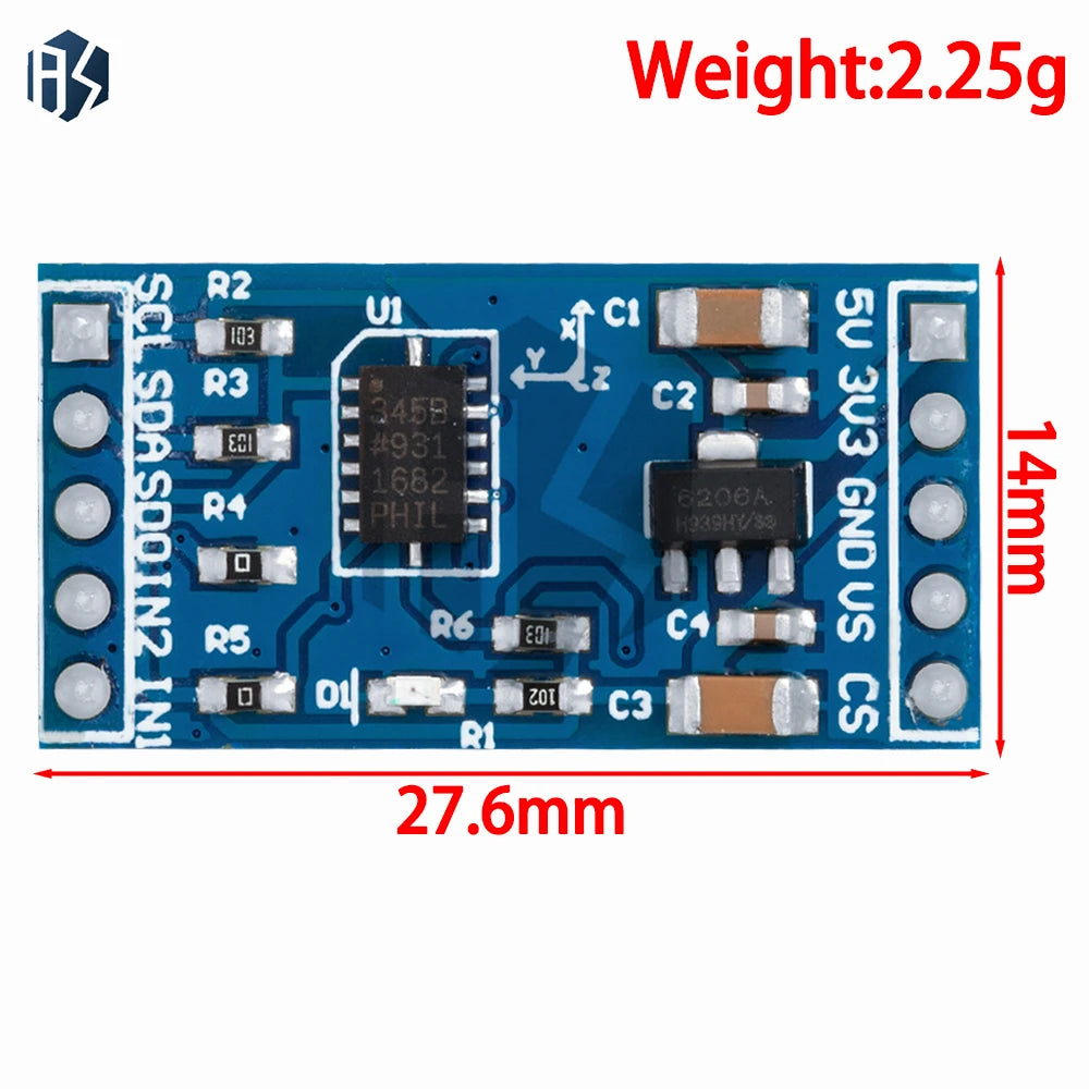 1PCS 3-Axis Digital Accelerometer (ADXL345): Gravity & Tilt Sensor Module – Compatible for Arduino