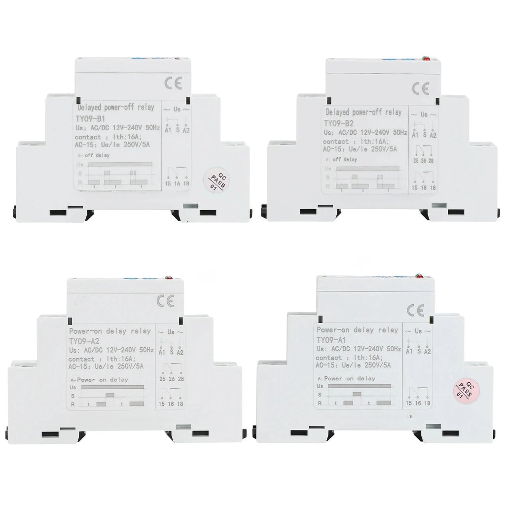 Din Rail Time Relay A Power-On Delay B Delay Disconnection AC/DC 12V-240V 16A 0.1S~10 Days Power-on delay automatic switch