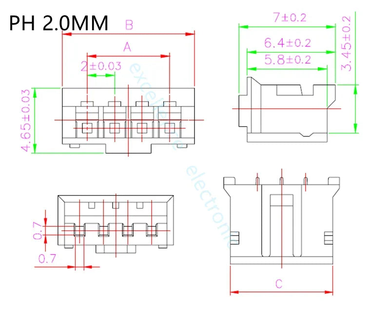 50/100PC SH/PH/XH 1.0mm 1.25mm 1.5mm 2.0mm 2.54mm Housing Shell Connector 2/3/4/5/6/7/8/9/10P 1.0 1.25 2.0 2.54 Plastic Plug