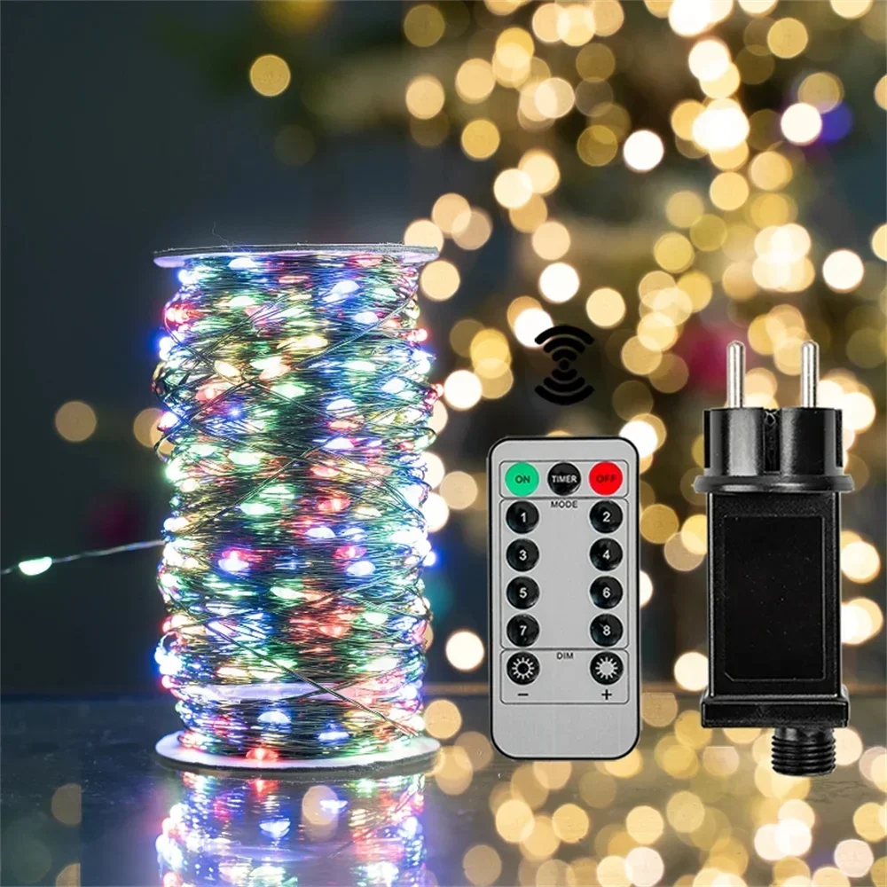 1000/500LED Green Wire Led String Fairy Lights US/EU Plug 110V/220V Waterproof LED Christmas Tree Holiday Home Garden Decor Xmas