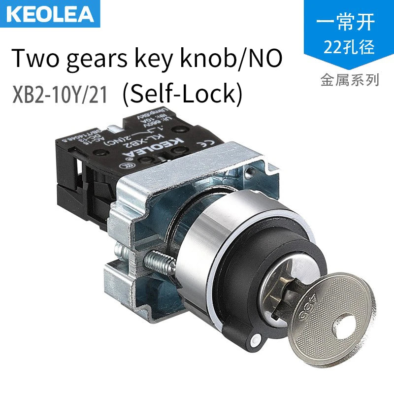 XB2 Series Metal Button Switch Self Reset Small Mushroom Head Middle Seat Emergency Stop 22mm Knob Key Start Inching Power on