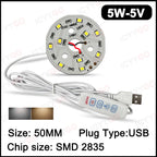 USB 3W 5W 10W DC5V 5730 2835 SMD LED Light Board LED Chip White Warm Light with On/Off Switch Cable Light Source Light Board