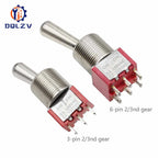 Red Mini 3pin 6pin 6mm 2/3 Position Self-resetting Toggle Switches ON-(ON)DPDT Mini Toggle Switches 6A/125V 3A/250V MTS