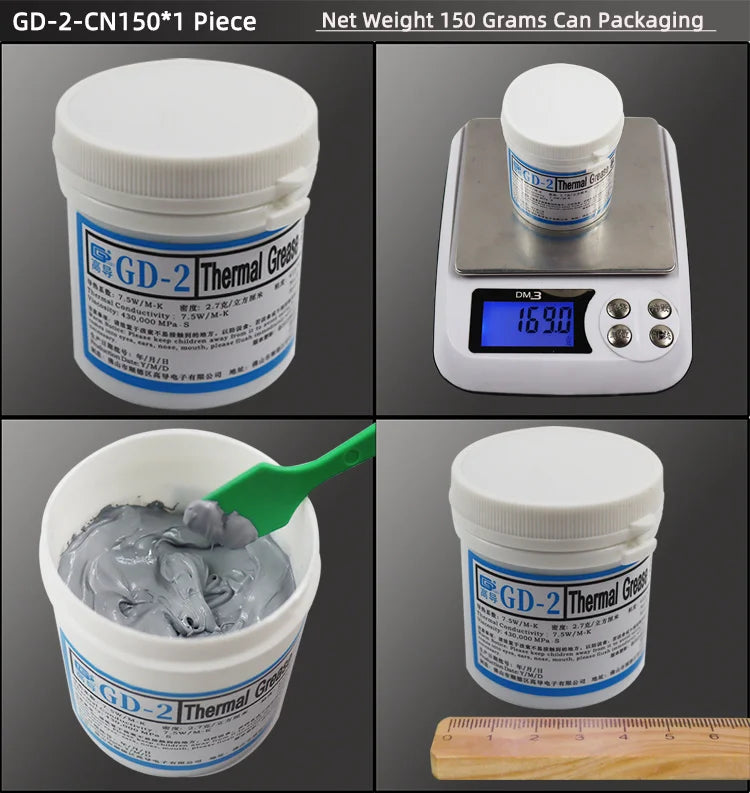 GD900 GD007 GD-3 Thermal Conductive Grease Net Weight 150 Grams Gray Paste Plaster Heat Sink Compound for Computer CPU GPU CN150