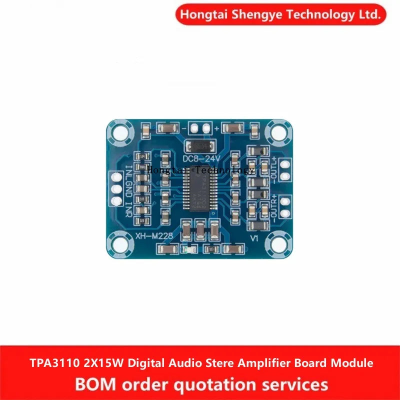 Hongtai Tech TPA3110 2X15W DC12-24V Digital Amplifier Board Audio Amplifier Board Speaker Power Amplifier Board HD Super PAM8610