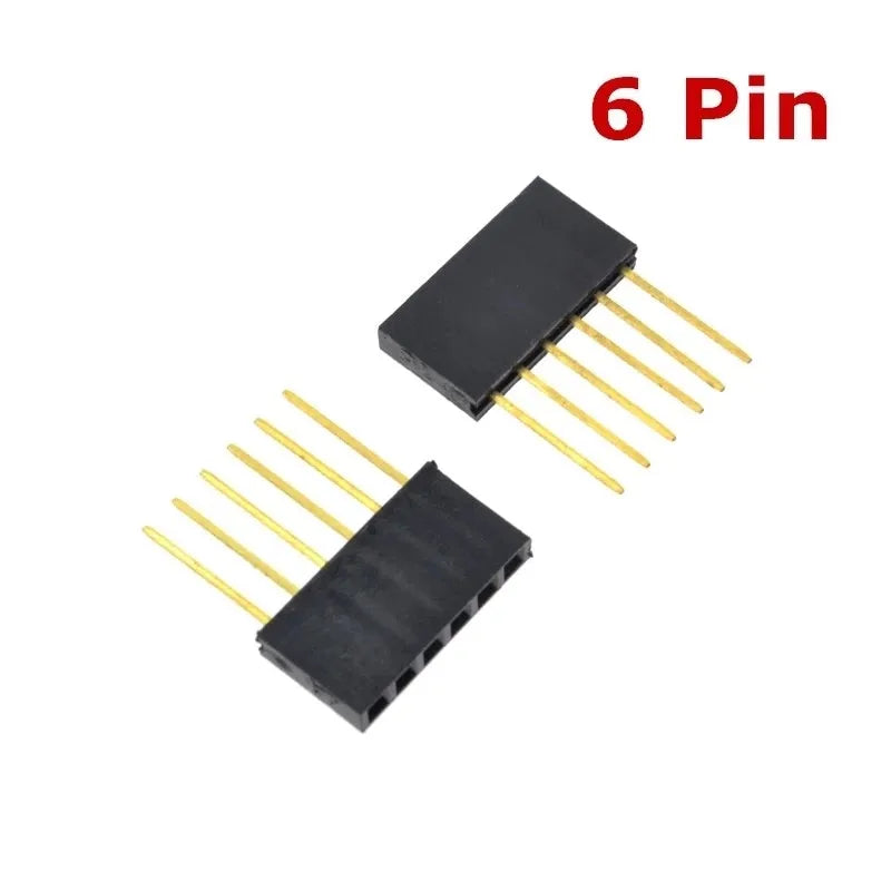 10PCS 2.54mm Single Row Pin 10MM PC104 Long Female Pin Header Socket Strip Stackable PCB Connector 1*6p 8p 10p For Arduino