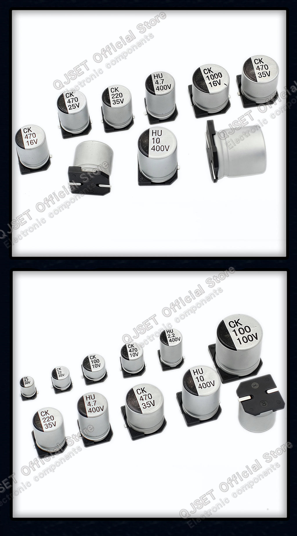 10Pcs SMD Aluminum Electrolytic Capacitor 6.3V 10V 16V 25V 35V 50V 100V 400V  2.2UF 4.7UF 10 22 33 47 100 220 330 470 680 1000UF