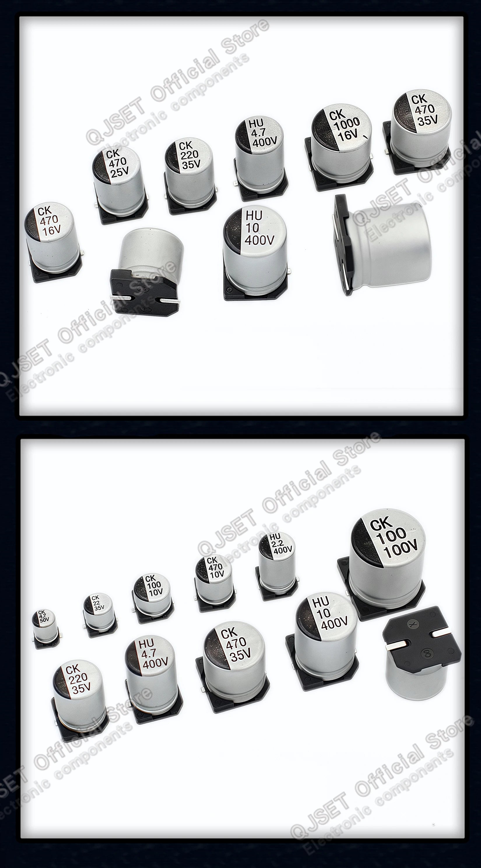 10Pcs SMD Aluminum Electrolytic Capacitor 6.3V 10V 16V 25V 35V 50V 100V 400V  2.2UF 4.7UF 10 22 33 47 100 220 330 470 680 1000UF