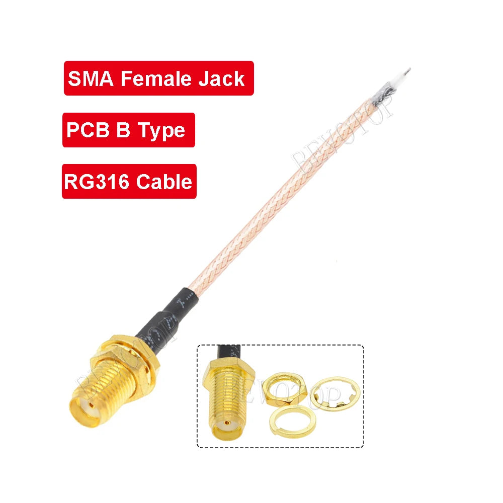 10PCS Single End SMA Female to PCB Soldering Pigtail RG316 Cable WIFI Wireless Router GPS GPRS Low Loss Jackplug Wire Connector