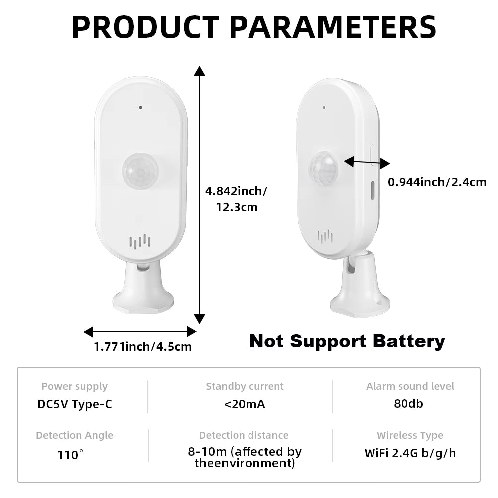 Tuya WiFi PIR Motion Sensor Human Body Detect Sensor Smart Life Infrared PIR Sensor for Home Security Protection