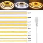 DC 5V/12V/24V COB LED Strip 3MM 5MM 8MM 320Leds/M High Density Flexible COB LED Tape Light For Cabinet Home Linear Lighting