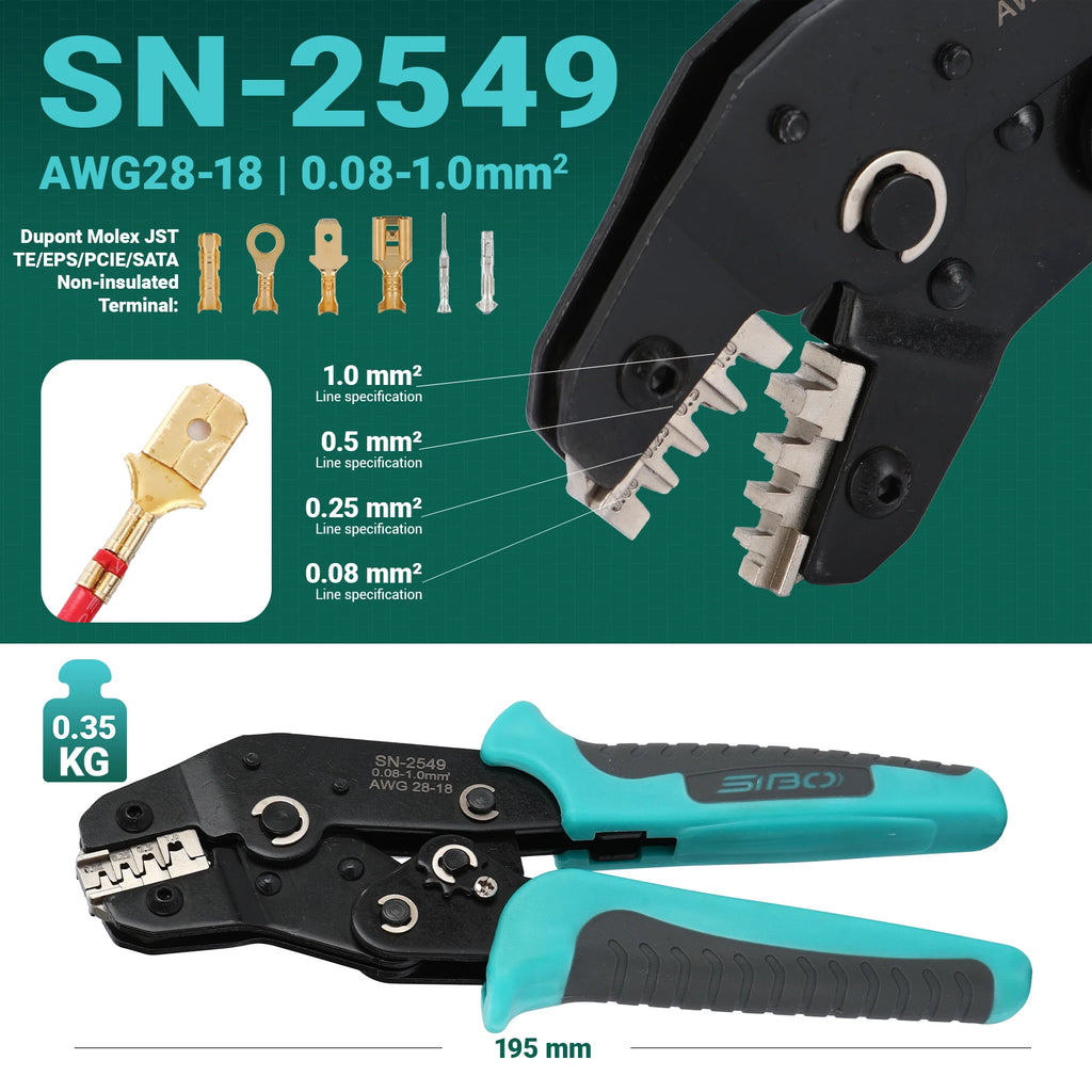 SIBO SN-68B SN-58B Ratcheting Crimping Tool for Dupont JST MOLEX Open Barrel,Dupont Molex JST TE Terminals & EPS PCIE SATA Pins