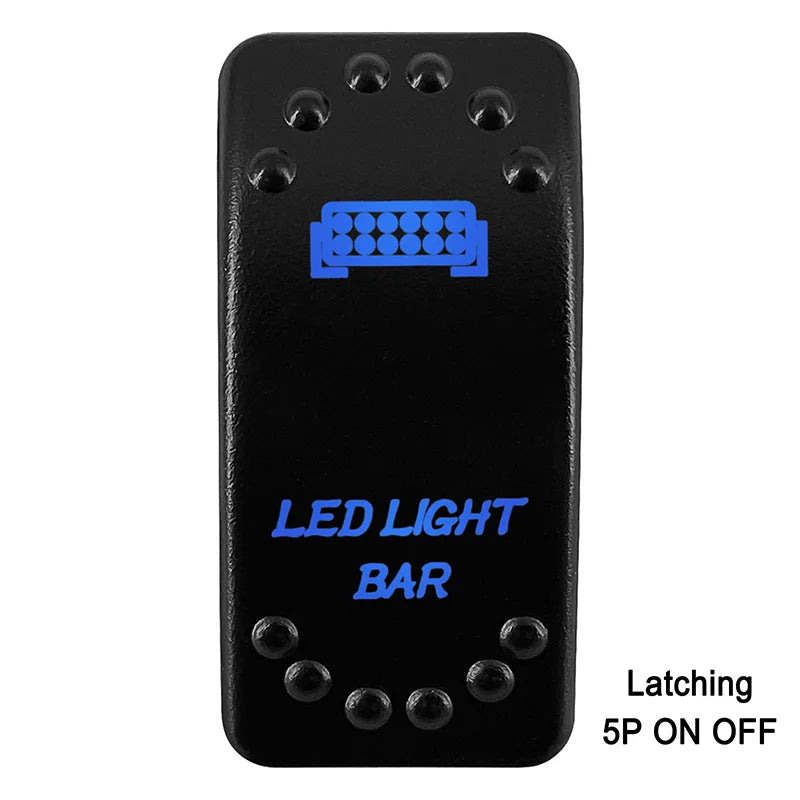 Waterproof Rocker Switch with Blue LED | 12V/24V Latching & Momentary (SPST/ DPDT) | for Marine, UTV, ATV, RZR, Automotive