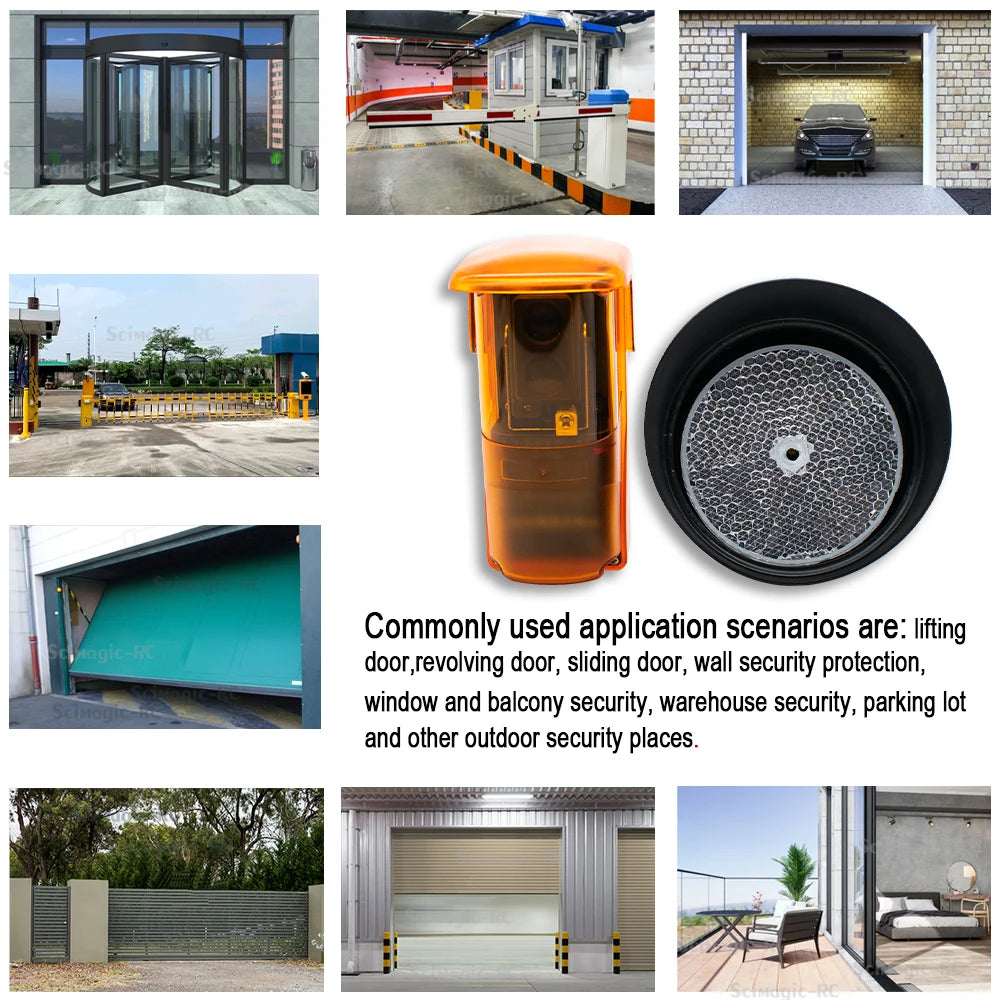Infrared Reflector Detector Photocell Sensor For Swing Sliding Garage Gate Door Opener Safety 12-24V DC/AC 7m 12m