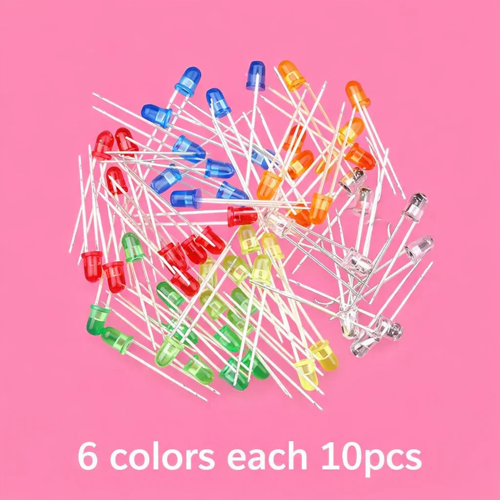 SAMIROB 60/100Pcs 3mm LED Diode Kit F3 Schottky Assorted Diode Red White Green Blue Yellow Orange Pink Purple Warm White for DIY