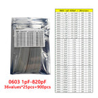 Capacitor kit 0201 0402 0603 0805 1206 smd Capacity package each value*50PCS Sample Kit Capacitor 1nf 10nf 100nf 1uf 10uf 22uf