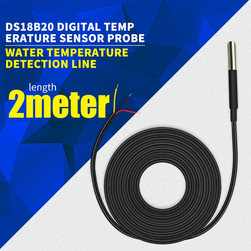 1PCS DS18B20 Temperature Probe Sensor Stainless Steel Package Waterproof Digital Temperature Sensor 1M/2M/3M
