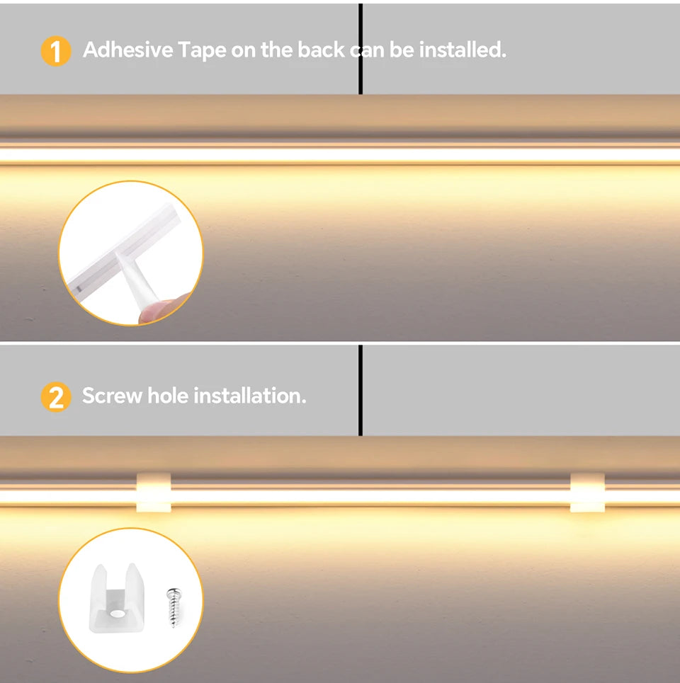 2m 5m 10m Smart PIR Motion Sensor Switch 24V COB LED Strip Light Neon Silicone Gel Tape Auto ON/OFF For Stair,Wardrobe Decor
