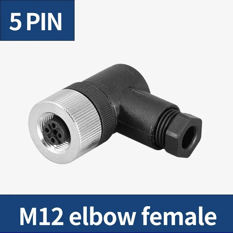 M12 Waterproof IP67 Aviation Plug Socket 4 5 8 Pin Hole Needle Male Curved Straight Screw Solderless Power Connector PG7 Charger