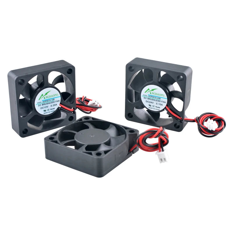 Industrial-Grade 50mm Axial Flow Fan –ACP5015 50x50x15mm Multi-Voltage (5V/12V/24V) Cooling Fan for Electronics & Power Systems