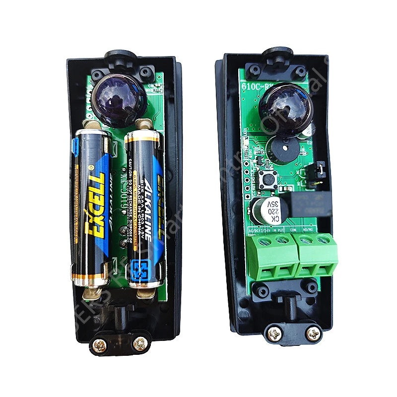 Universal Infrared Photocell Safety Beam, 12V-24V DC/AC Compatible Barrier Sensor for Automatic Doors, Gates, and Home Security