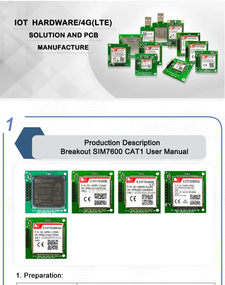 SIMCOM SIM7600E L1C SIM7600E-L1C LCC 4G Multi Band LTE Module LTE Cat 1 for EMEA Market