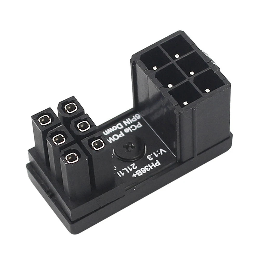 Turn Connector 8 Pin Power Adapter Board 6 Pin GPU Power Connector 180 Degree Angle for Desktops Graphics Card