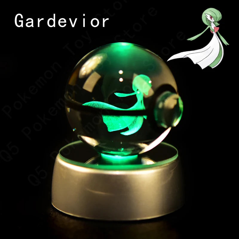 Pokemon Crystal Ball 3D Mewtwo Pikachu Gengar Pokeball 3D Night Light Lamp Glass Statue Pokemon Crystal Ball Birthday Gift