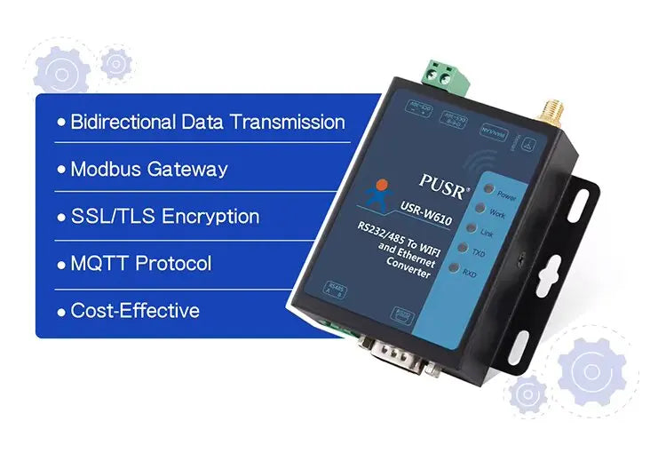 RS485 RS232 Serial to WiFi Device Server Modbus RTU to TCP Ethernet Converter Support Wireless Modbus Gateway Port PUSR USR-W610